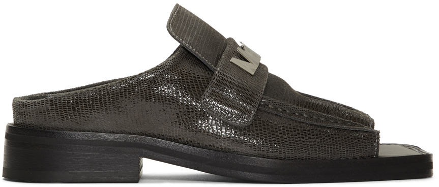 Martine Rose Loafers Grey Open Toe Loafers