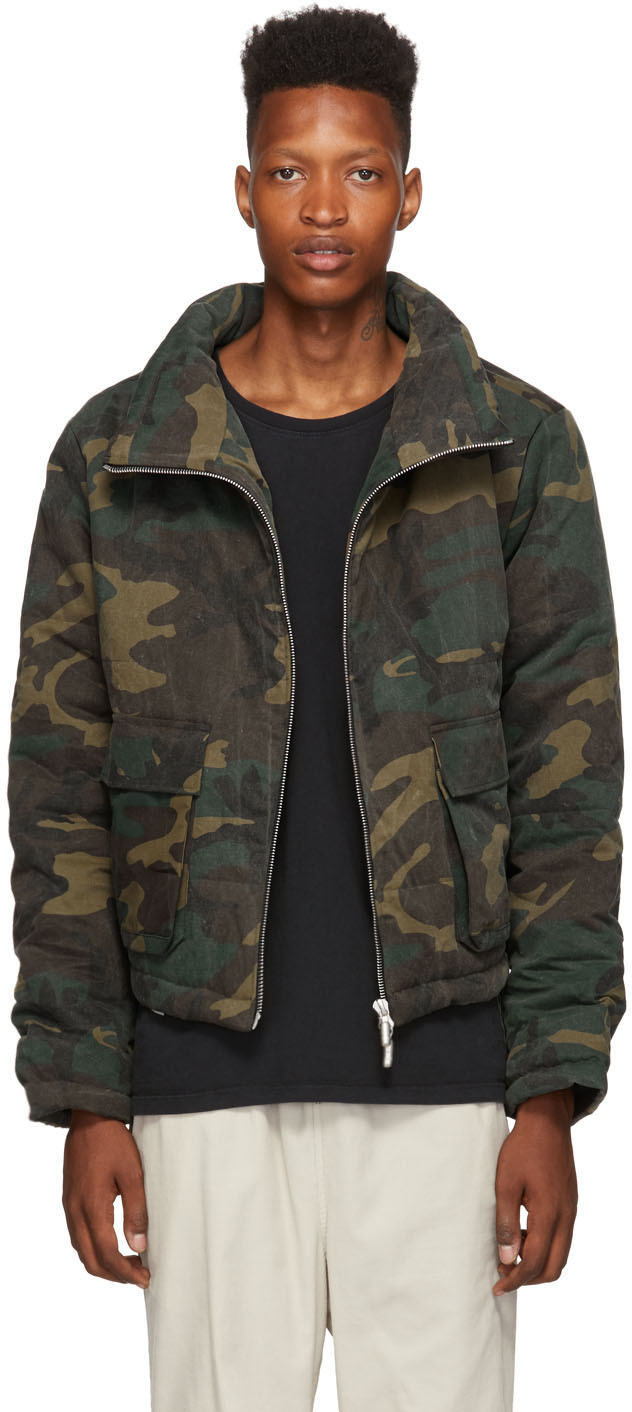 Rhude Jackets Green Camo Puffer Rhonda Jacket