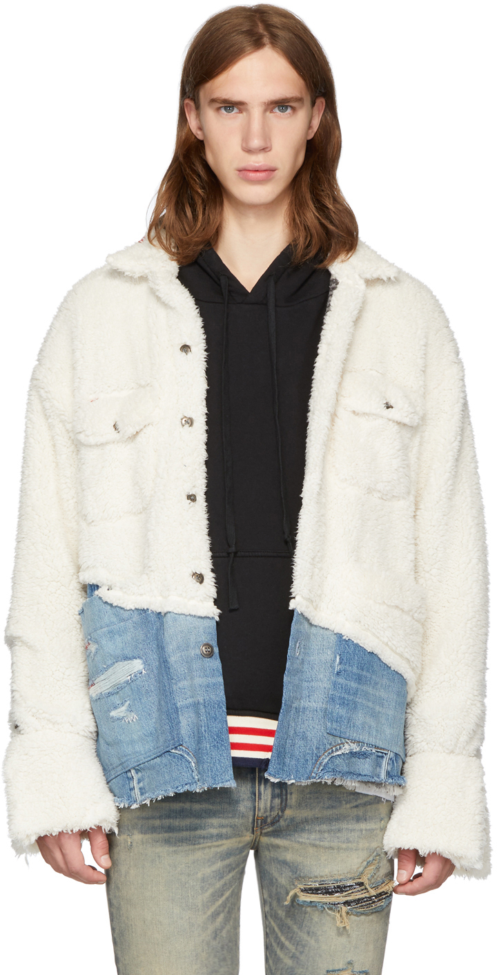Greg Lauren Jackets Ivory 50/50 Sherpa/Denim Jacket