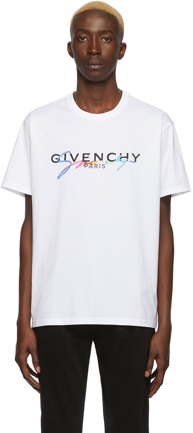 Givenchy T-shirts White Signature Logo T-Shirt
