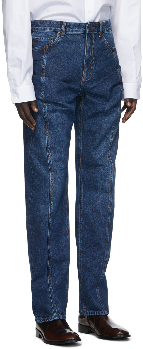 와이프로젝트(Y/Project) Navy Ruffle Pocket Jeans - 캐치패션