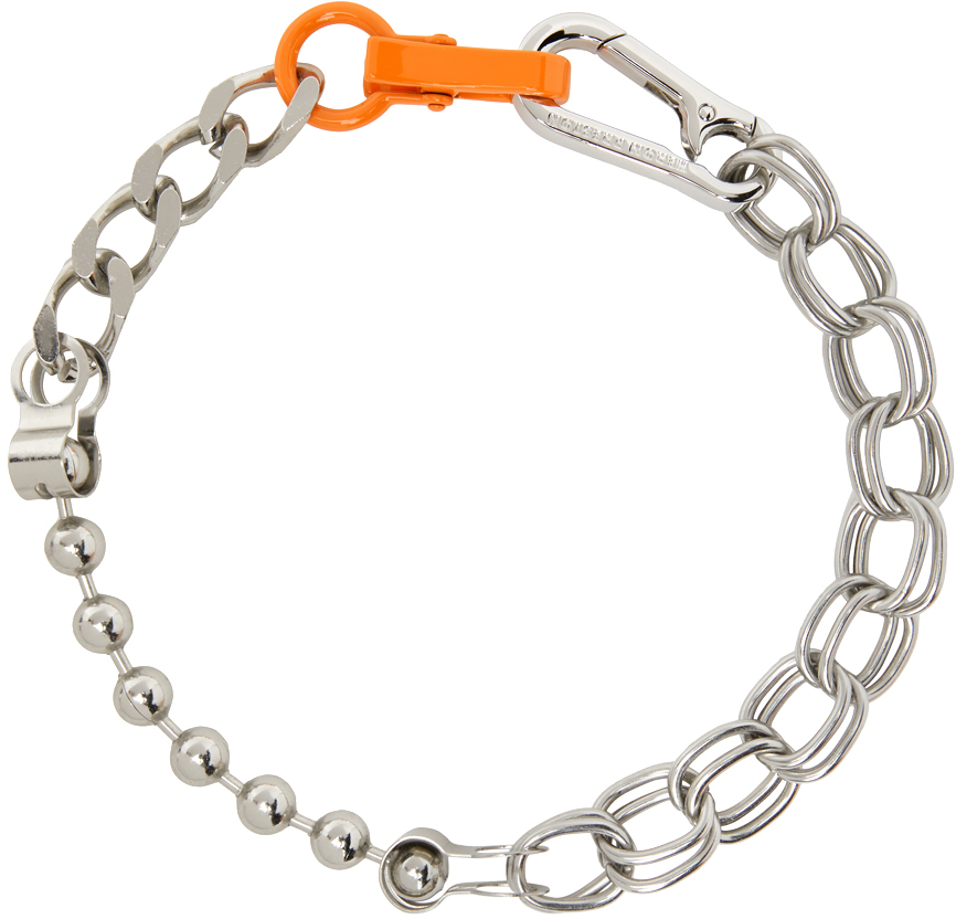 헤론 프레스톤(Heron Preston) Silver & Orange Multichain Necklace