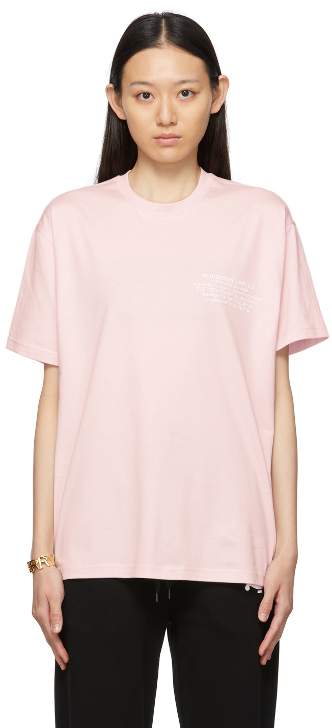 Burberry Pink Location Print T-Shirt 