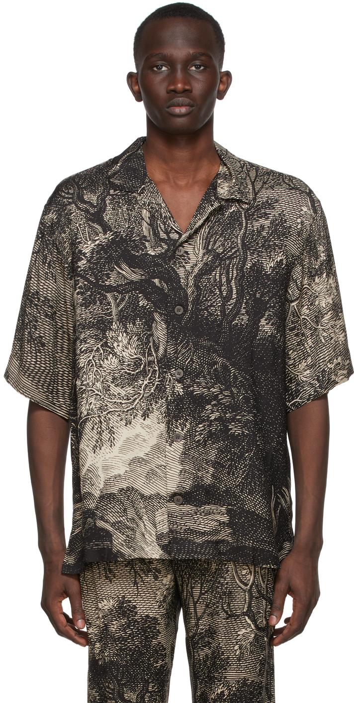 Beige Viscose Printed Shirt 