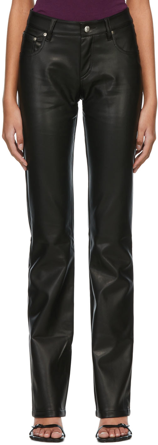 Five-Pocket Faux-Leather Trousers 