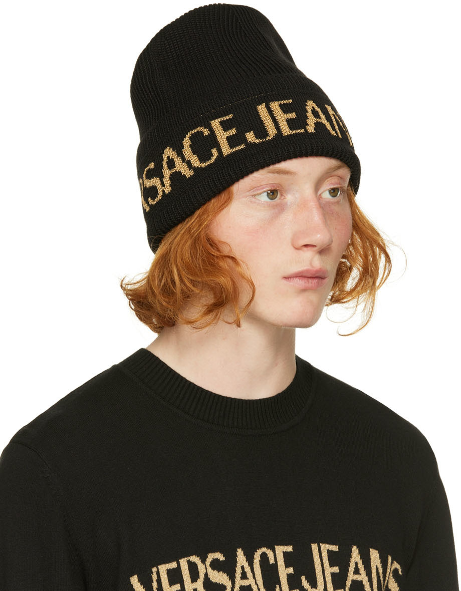 Shop Black & Gold Logo Beanie on Sale at BeyondStyle – Get
