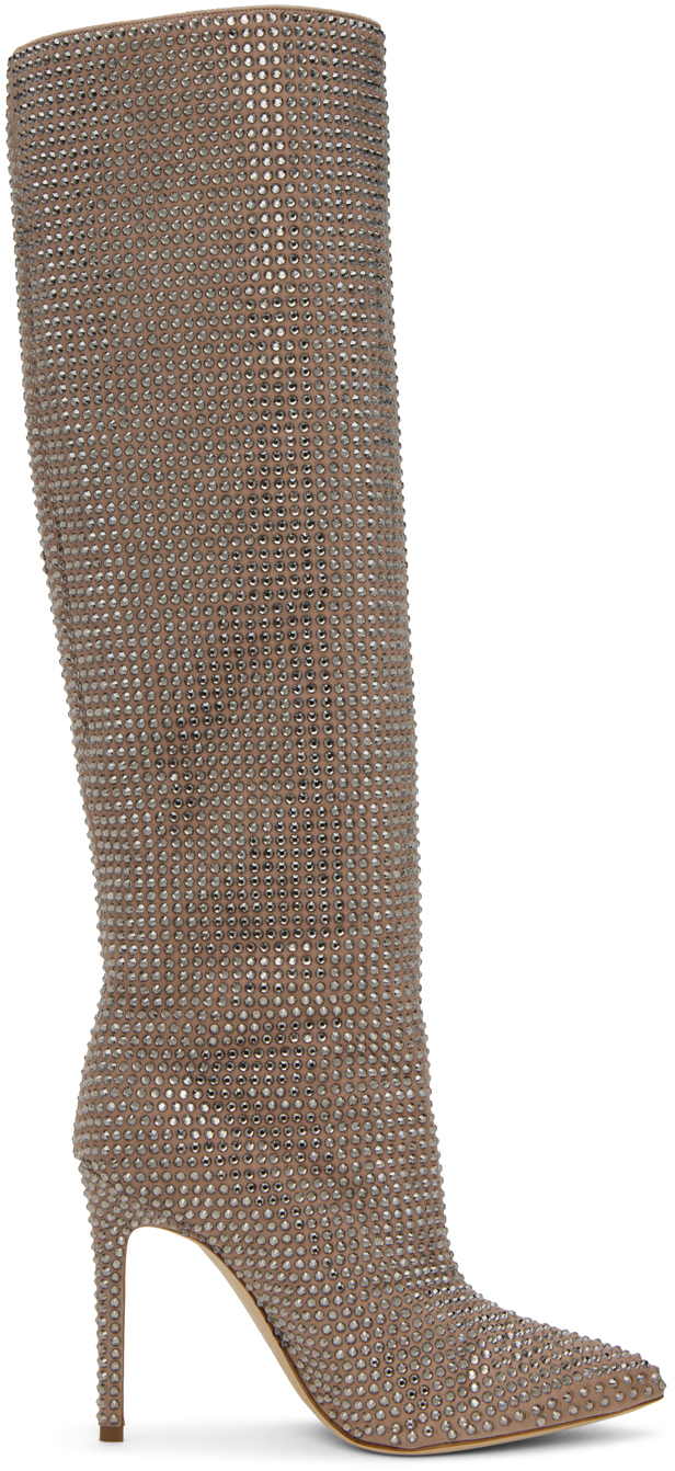 PARIS TEXAS Embellished スエード Holly ブーツ Holly embellished leather knee-high boots in green - Paris