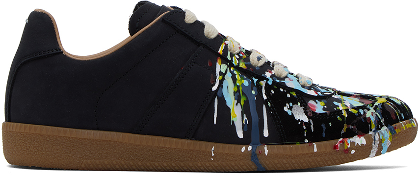 MAISON MARGIELA Black Paint Replica Sneakers - Casual Shoes