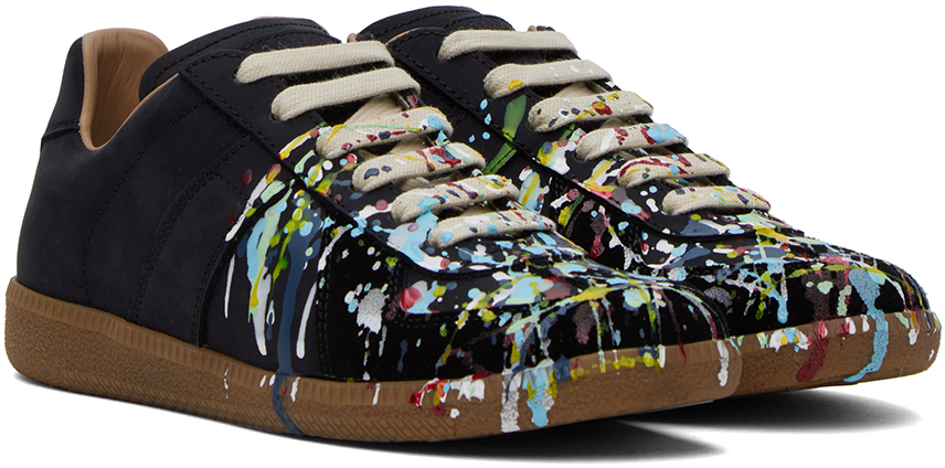 ◆Maison Margiela◆ ブラック Paint Replica スニーカー MAISON MARGIELA Black Paint Replica Sneakers - Casual Shoes