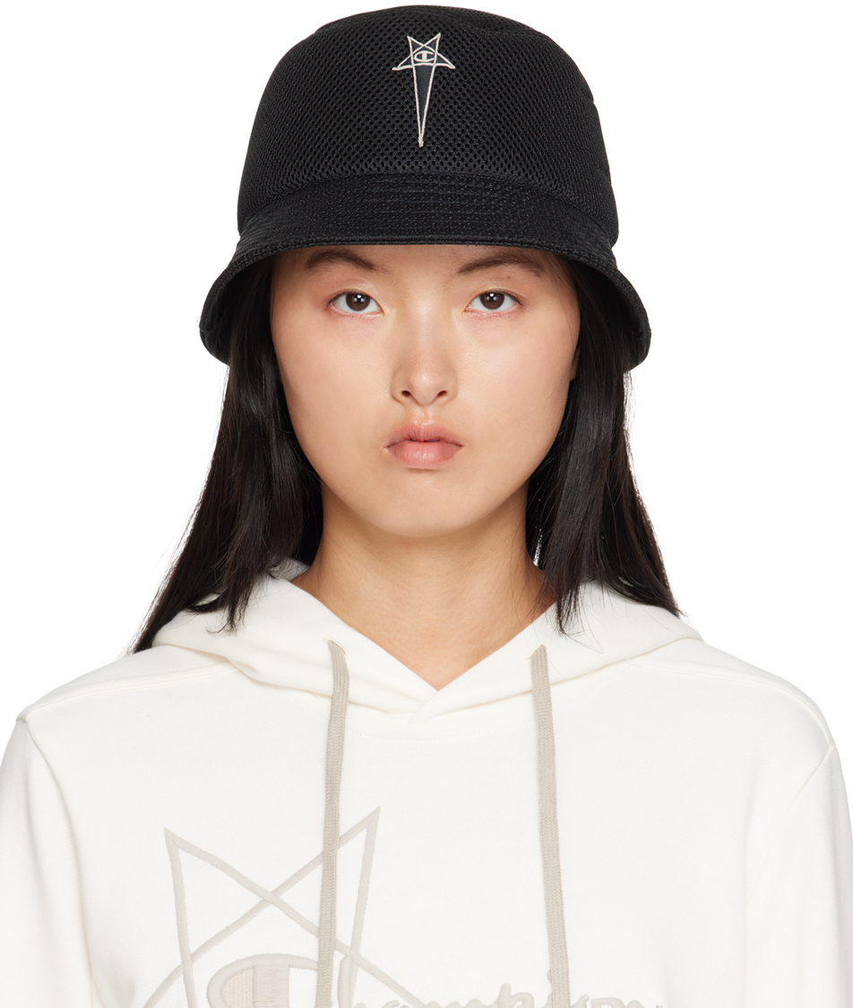【RICK OWENS x CHAMPION】GILLIGAN HAT IN BLACK NYLON ハット Rick Owens x Champion Gilligan Nylon Hat in Black | FWRD