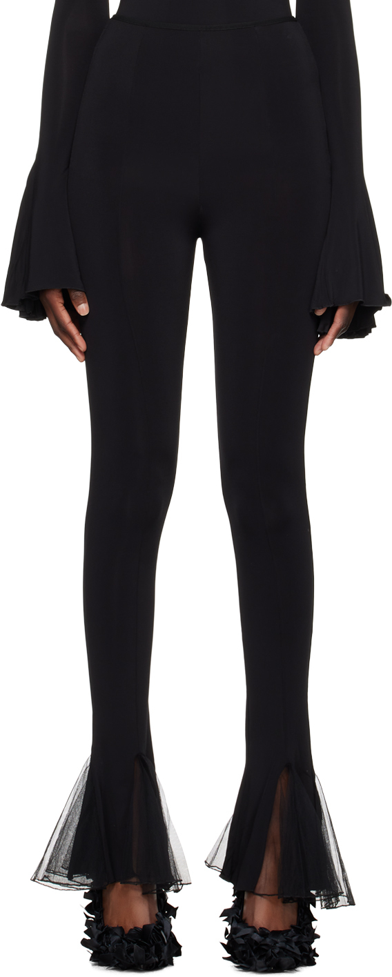 Nensi Dojaka Black Flared Trousers - Leggings - BeyondStyle