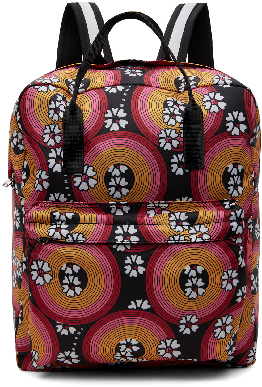 Kids Pink & Orange Allover 70s Circles Backpack – On Sale  display picture 1