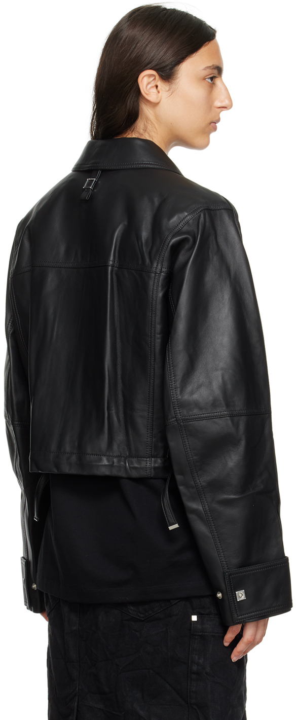 Wooyoungmi Black Cropped Leather Jacket - Jackets - Free