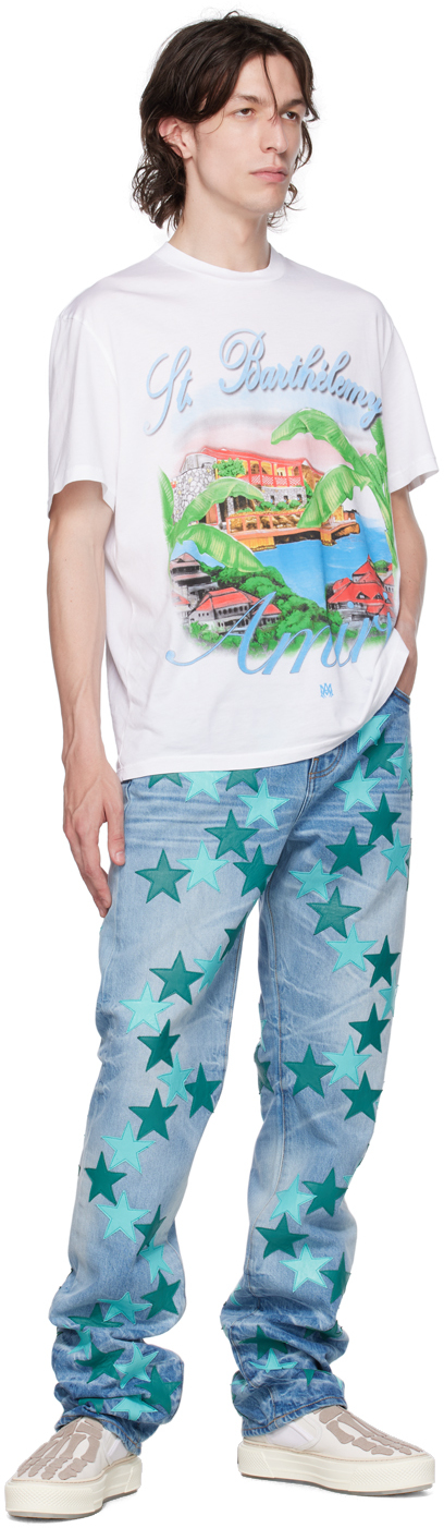 アミリ AMIRI Blue Chemist Star Jeans Amiri Chemist Star Jeans In Blue With Denim Stars Size 38 | eBay