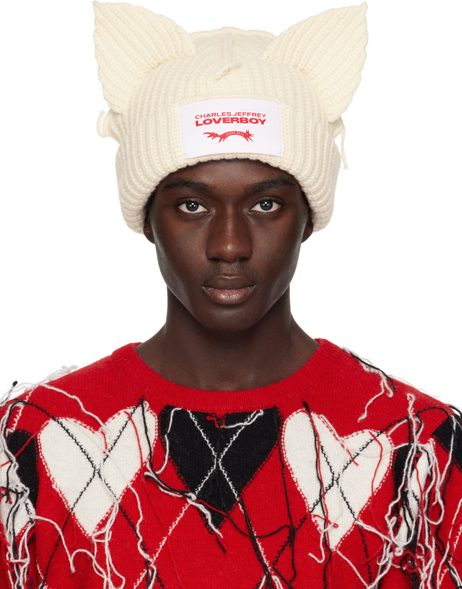 Charles Jeffrey Loverboy Off-White Chunky Ears Beanie - Hats