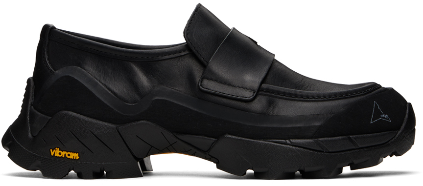 ROA Black Leather Loafers - Business Casual Shoes - Compare