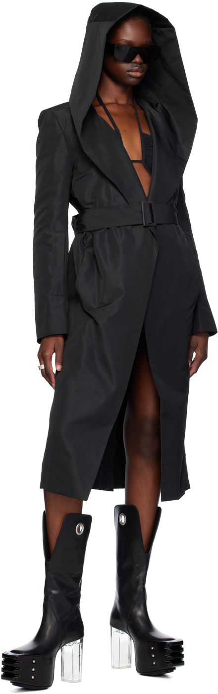 Luc 様rick owens slim drella coat Shop Black Minimal Slim Drella Coat on Sale at BeyondStyle – Get