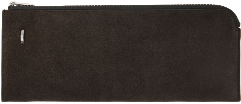 Rick Owens Porta Carte Di Pitone -Square Card Holder - Brown