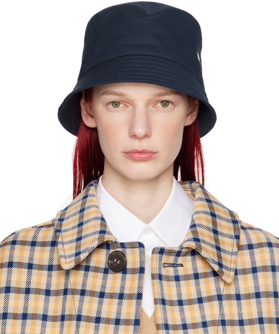 【MARNI】Logo Embroidered Gabardine Bucket Hat MARNI Embroidered Logo Organic Gabardine Bucket Hat (Deep