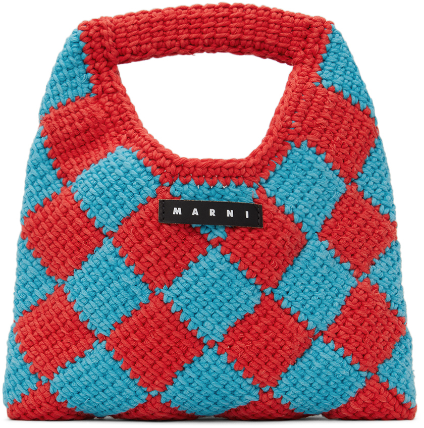 マルニ Diamond Crochet Bag MARNI KIDS MARNI Girls Diamond Crochet Bag in Blue (25cm