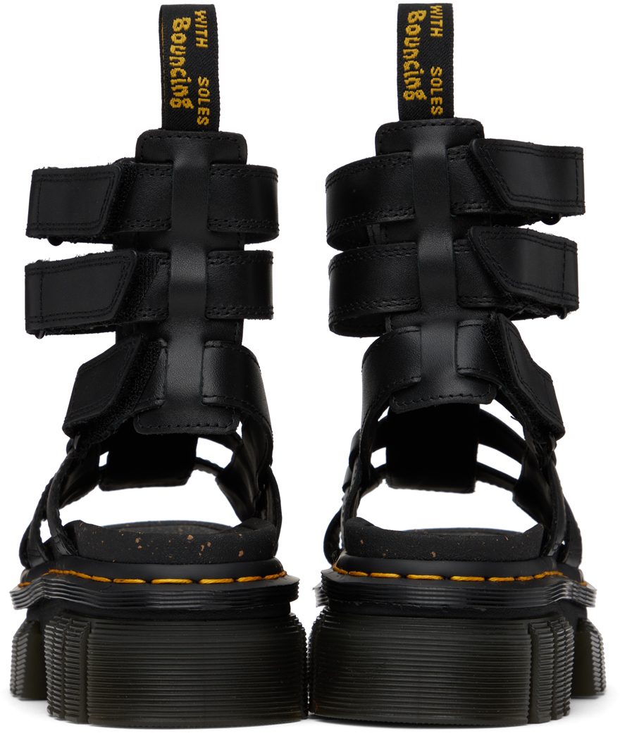 Dr. Martens Black Ricki Leather Platform Gladiator Sandals