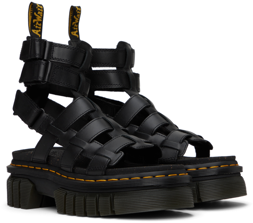 Dr. Martens Black Ricki Leather Platform Gladiator Sandals