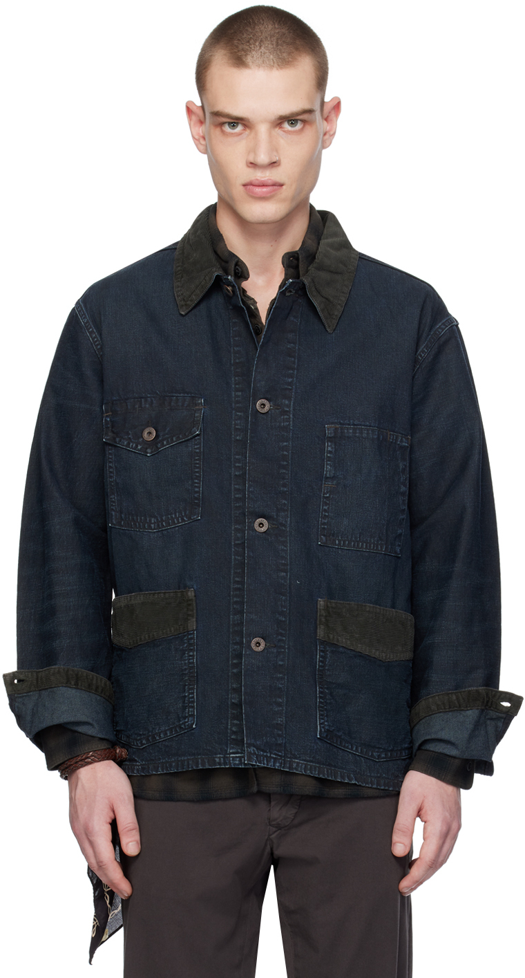 ジャケット・アウター RRL Denim Western Shirt Jacket M Polo Ralph Lauren Fleece Lined Western Denim OverShirt