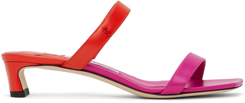 【関税込み】Jimmy Choo ピンク＆レッド Kyda 35 ヒールサンダル Jimmy Choo Pink & Red Kyda 35 Heeled Sandals - Shoes
