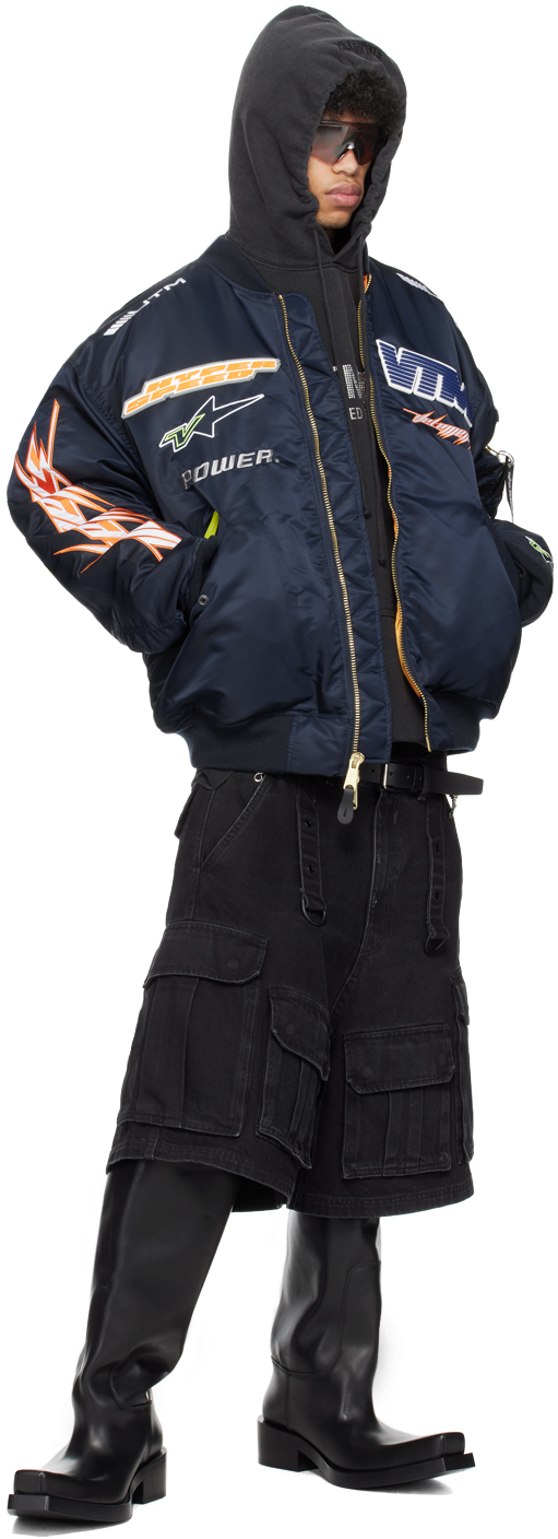 Vetements Navy Alpha Industries Edition Racing Bomber Jacket