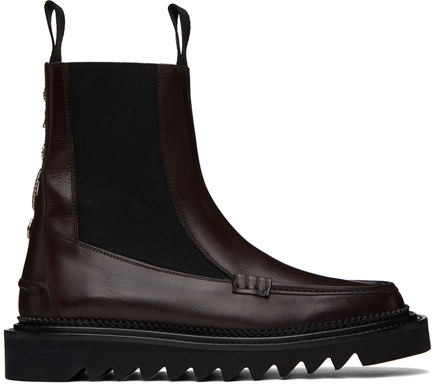 Toga Virilis Brown Leather Chelsea Boots - Shoes - BeyondStyle