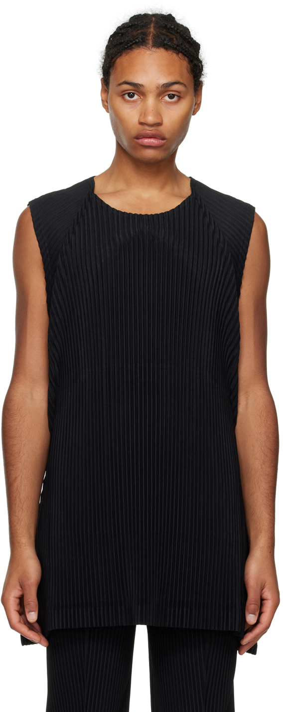 ISSEY MIYAKE HOMME PLISSE ベスト タンクトップ 黒 Homme Plissé Issey Miyake Pleated Tank Top | Black | FARFETCH