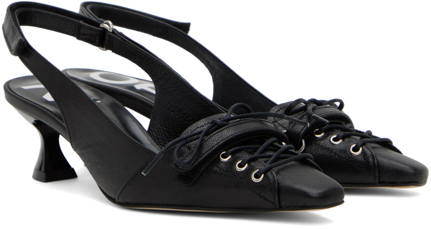 OPEN YY Black Lace-Up Pointy Heels - High Heels - BeyondStyle