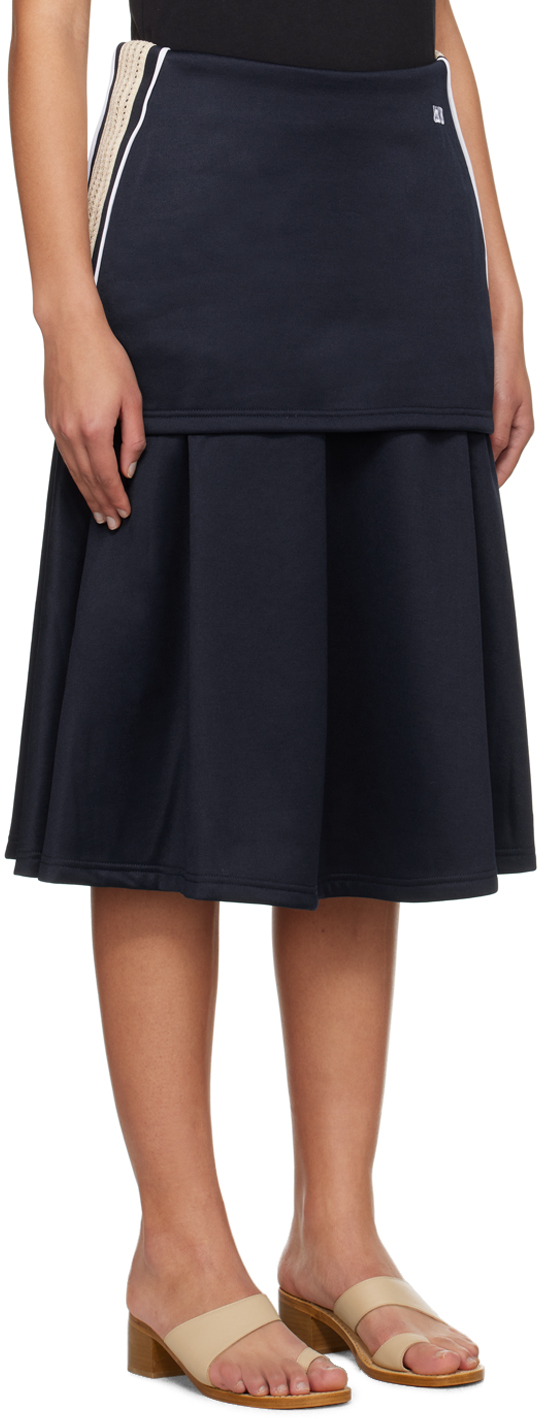 WALES BONNER Navy Mantra Midi Skirt - Dresses & Skirts