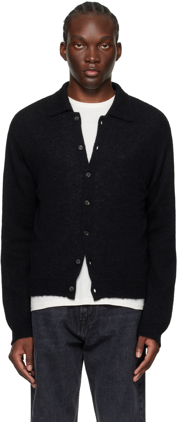 トップス OUR LEGACY EVENING POLO Black Fuzzy 44 Our Legacy Black Evening Polo Cardigan - Sweaters - Free Shipping