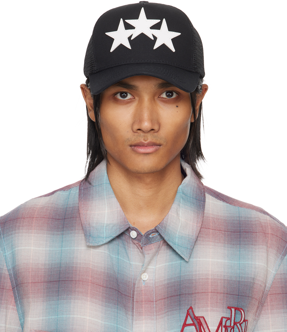 AMIRI Black 3 Star Trucker Hat - Hats - BeyondStyle