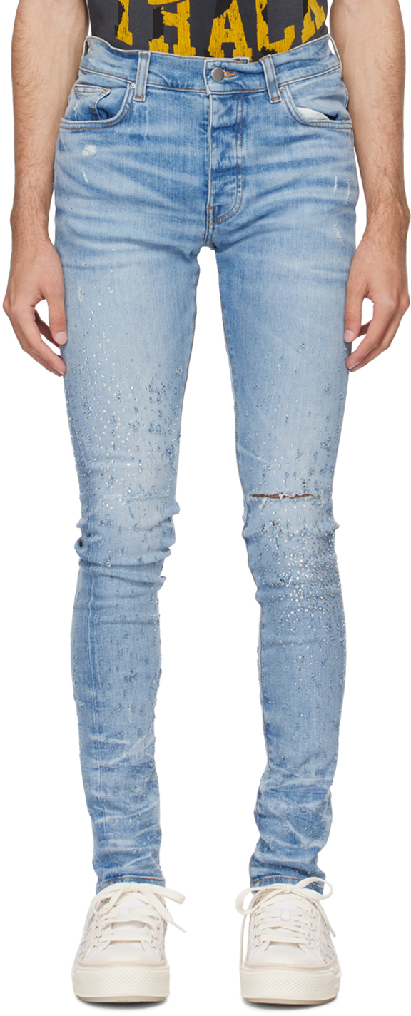 【日常を特別に】AMIRI ブルー Crystal Shotgun ジーンズ AMIRI Blue Crystal Shotgun Jeans - Pants - BeyondStyle