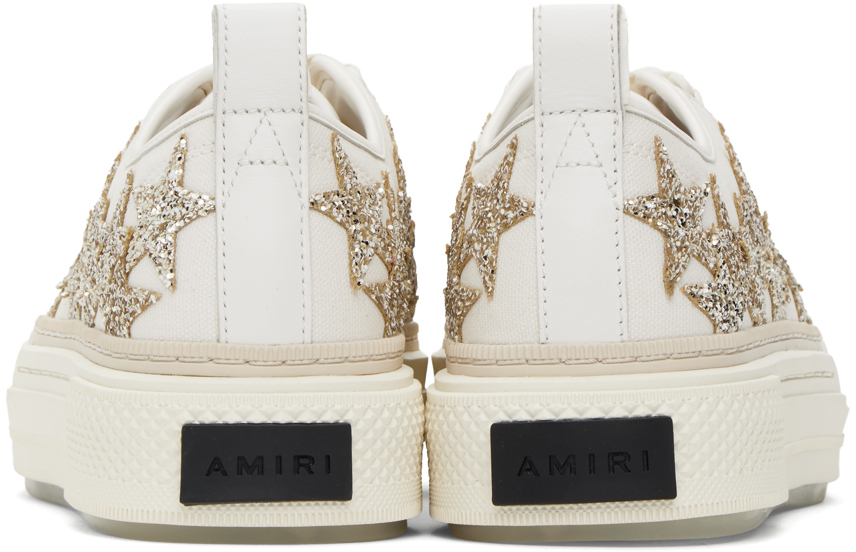 AMIRI Glitter Stars Court ローカット スニーカー 関税送料込 AMIRI Off-White & Gold Glitter Stars Court Low Sneakers