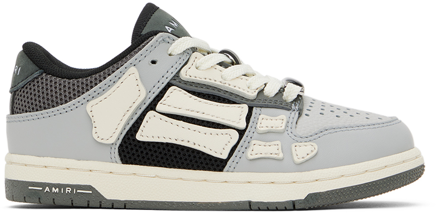 【関税込み】AMIRI ホワイト＆グレー Skel Top Low スニーカー Gray & White Skel Top Low Sneakers by AMIRI on Sale