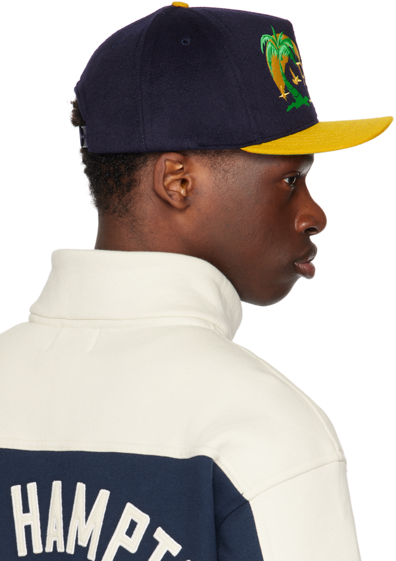 Rhude Navy & Yellow Azur Coast Cap - Hats - BeyondStyle