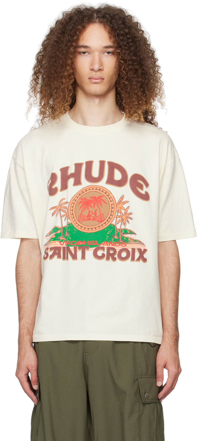 【関税込み】Rhude オフホワイト Saint-Croix Tシャツ Rhude Off-White 'Saint-Croix' T-Shirt - T-Shirts - BeyondStyle