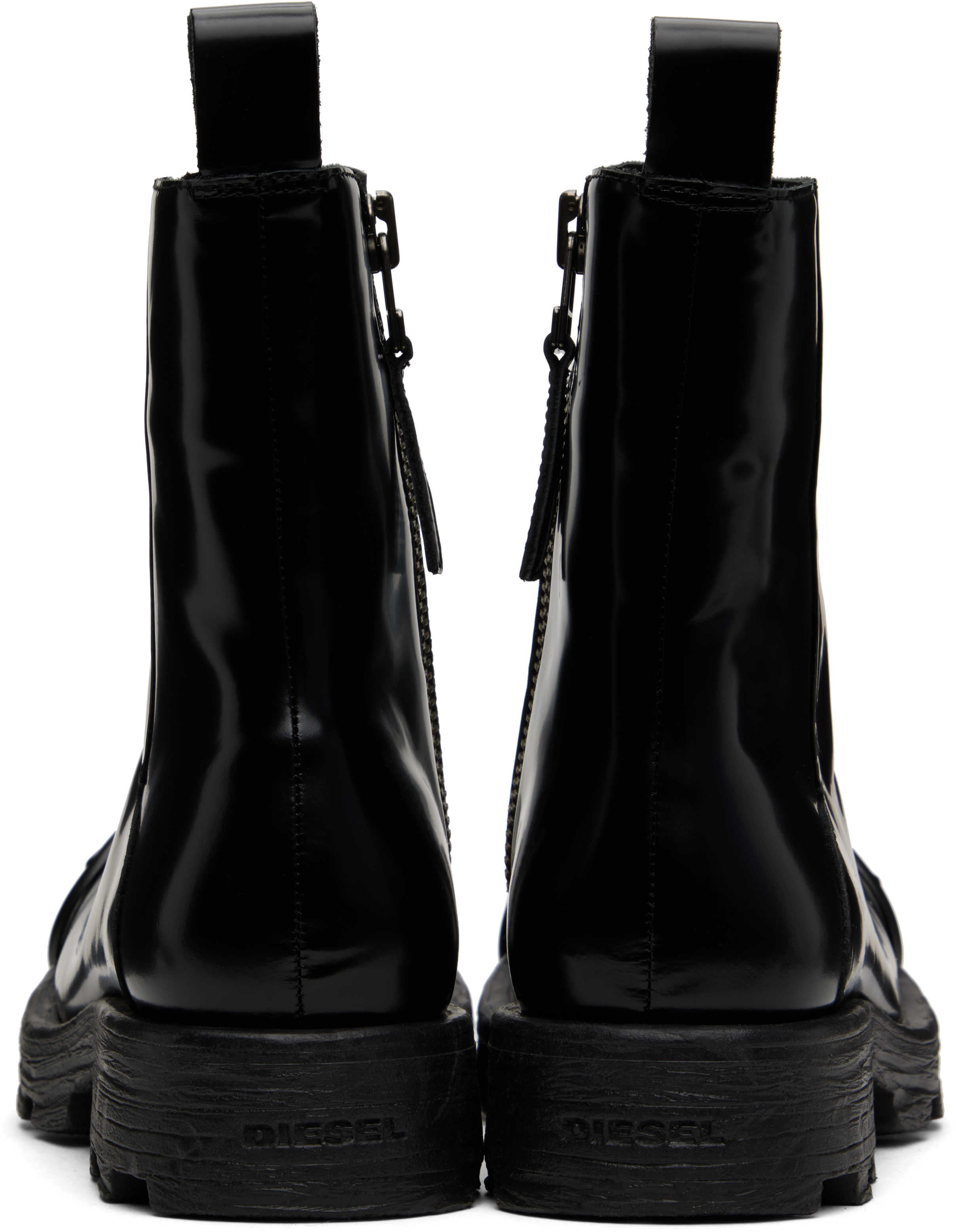 DIESEL D-HAMMER BT ZIP D BOOTS BLACK ブーツ D-HAMMER BT ZIP D D-Hammer-Leather Chelsea boots with Oval D