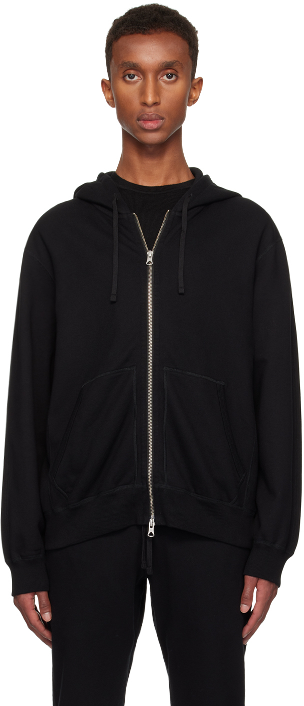 Black Midweight Terry Standard Zip Hoodie – On Sale Now with Up to