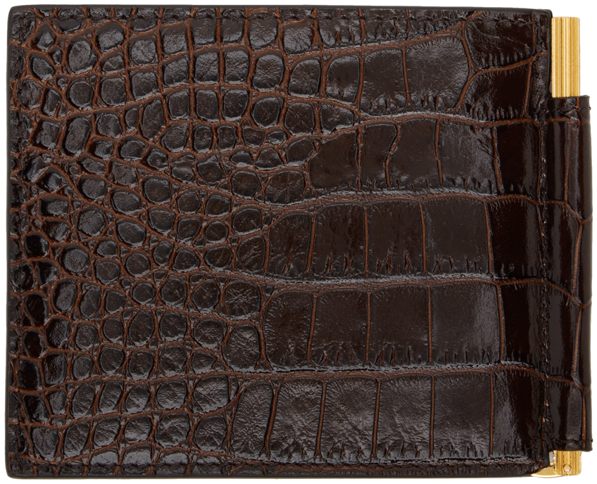 Brown Printed Croc Money Clip Wallet – On Sale Now with Up