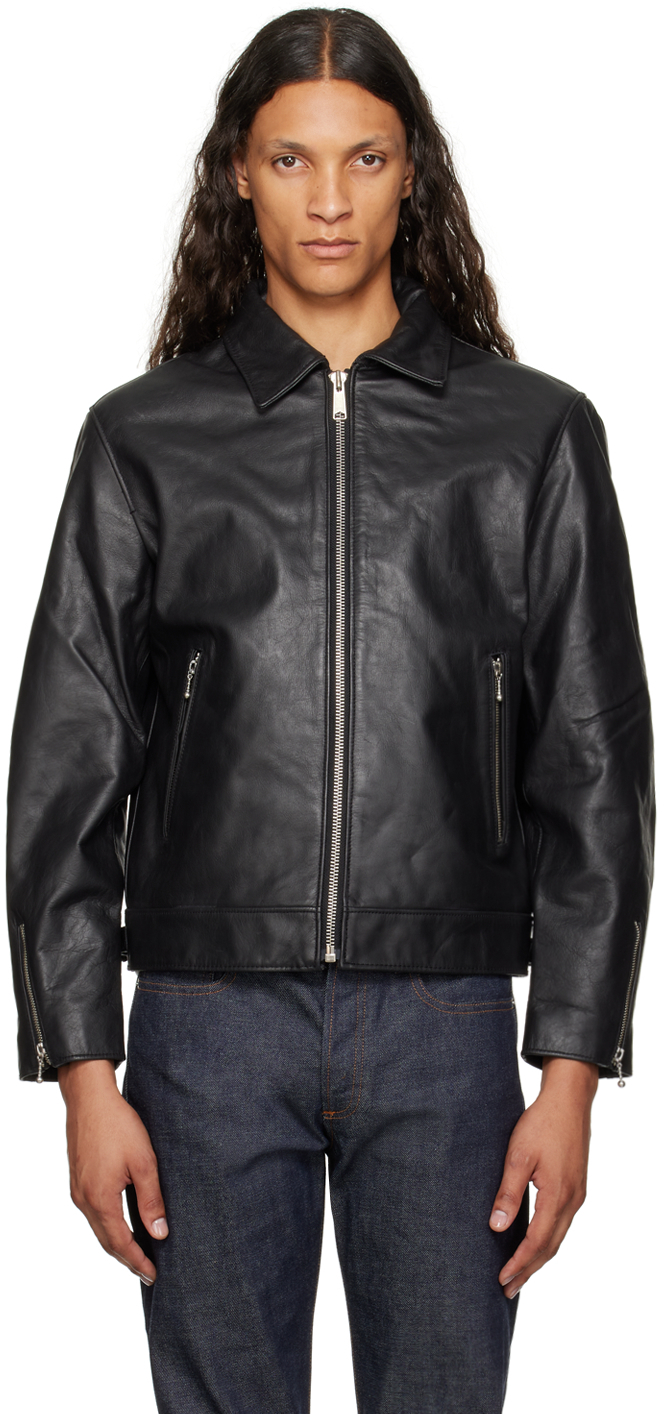 Shop Black Eddy Rider Leather Jacket on Sale at BeyondStyle – Get