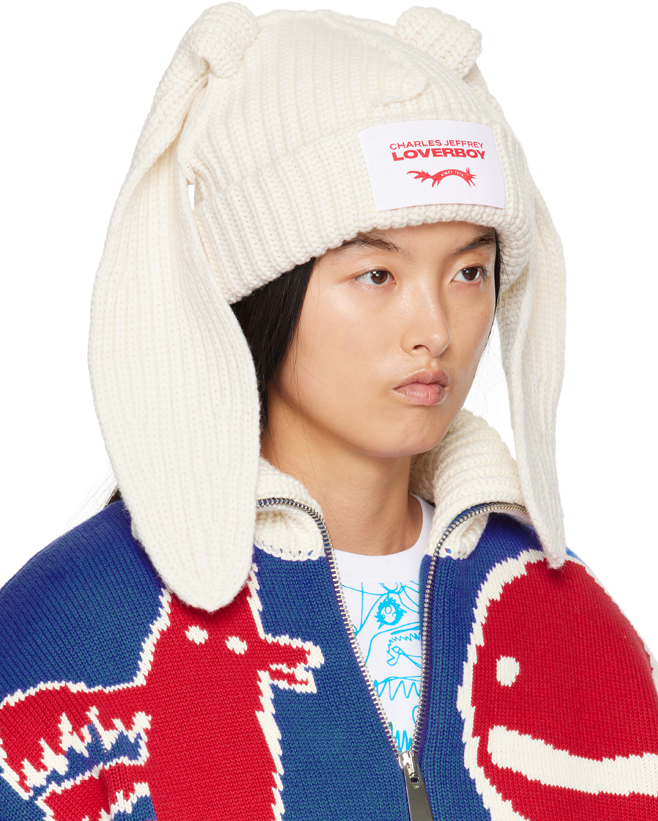 Charles Jeffrey Loverboy Off-White Chunky Rabbit Beanie