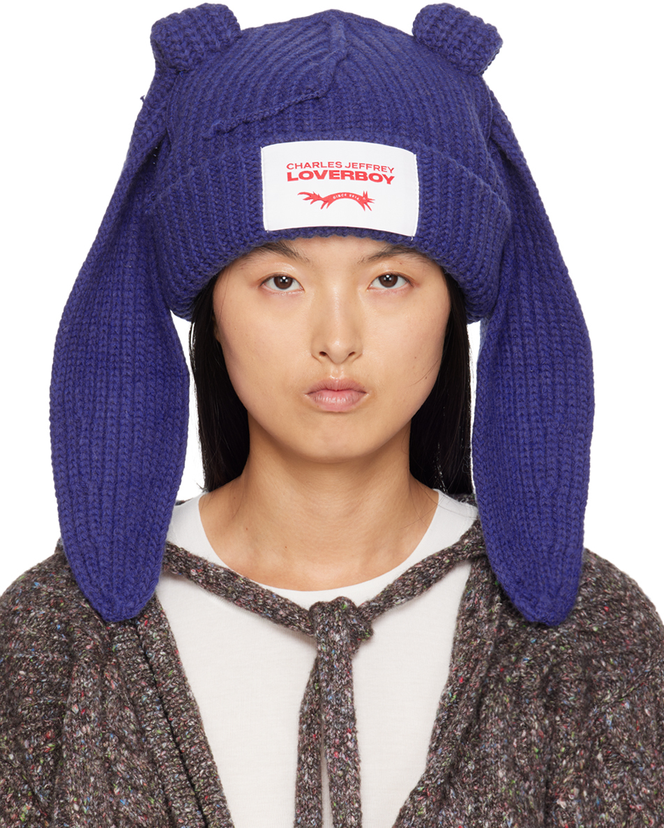 Charles Jeffrey Loverboy Blue Chunky Rabbit Beanie - Hats
