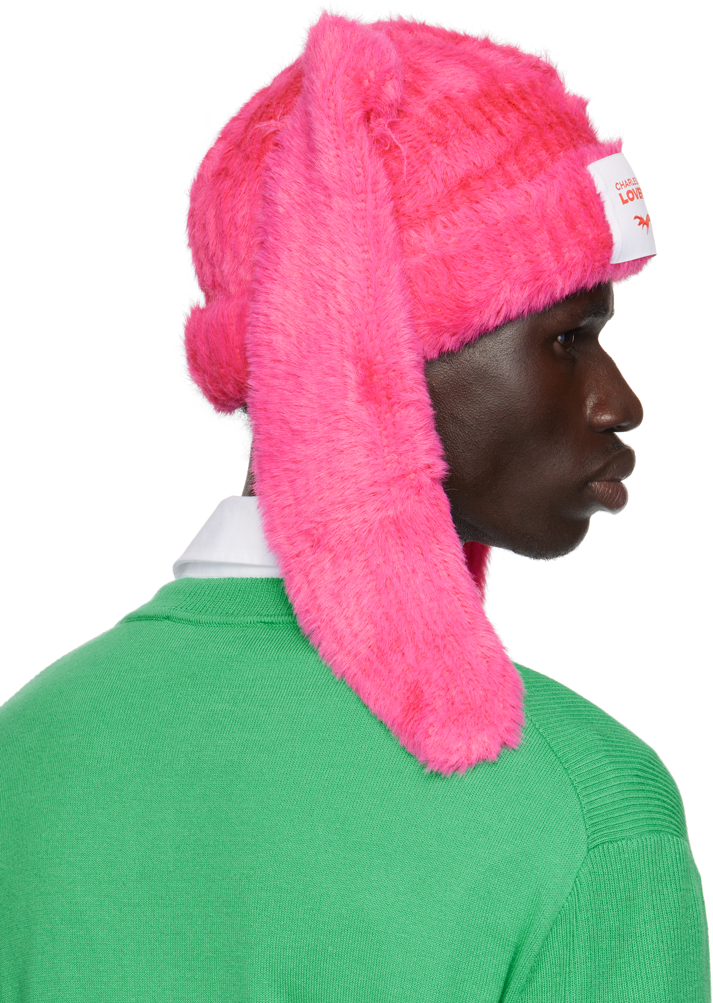 Charles Jeffrey Loverboy Pink Fluffy Chunky Rabbit Beanie