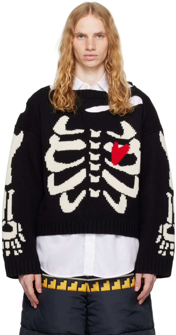 m22@ルミネジュシリーズパウチ SSENSE Exclusive Black Graphic Boxy Slash Sweater – On Sale Now