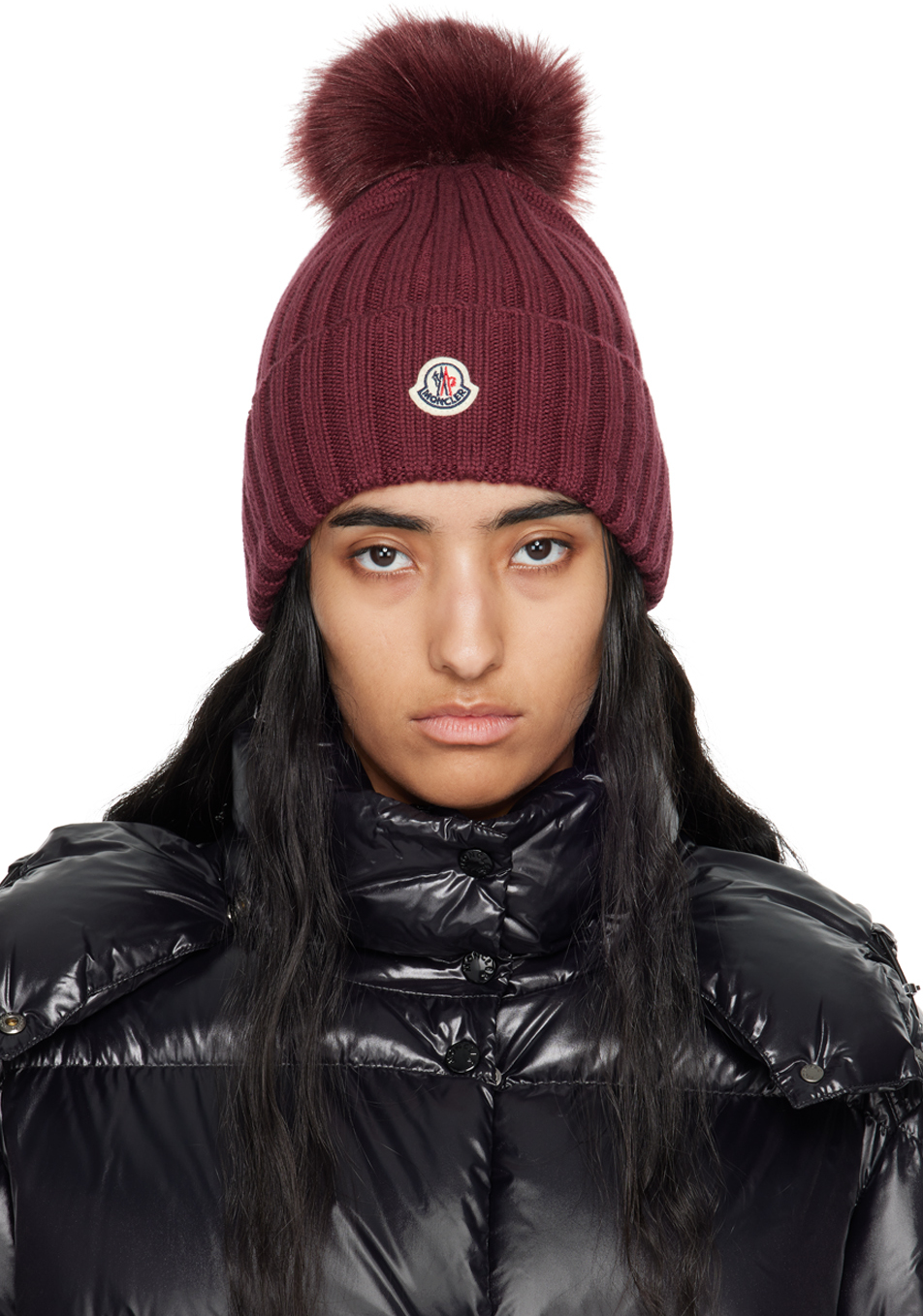 Moncler Deep Red Knit Beanie with Pom Cashmere Beanie with Pom Pom Moncler - Women – myCompañero main image 4