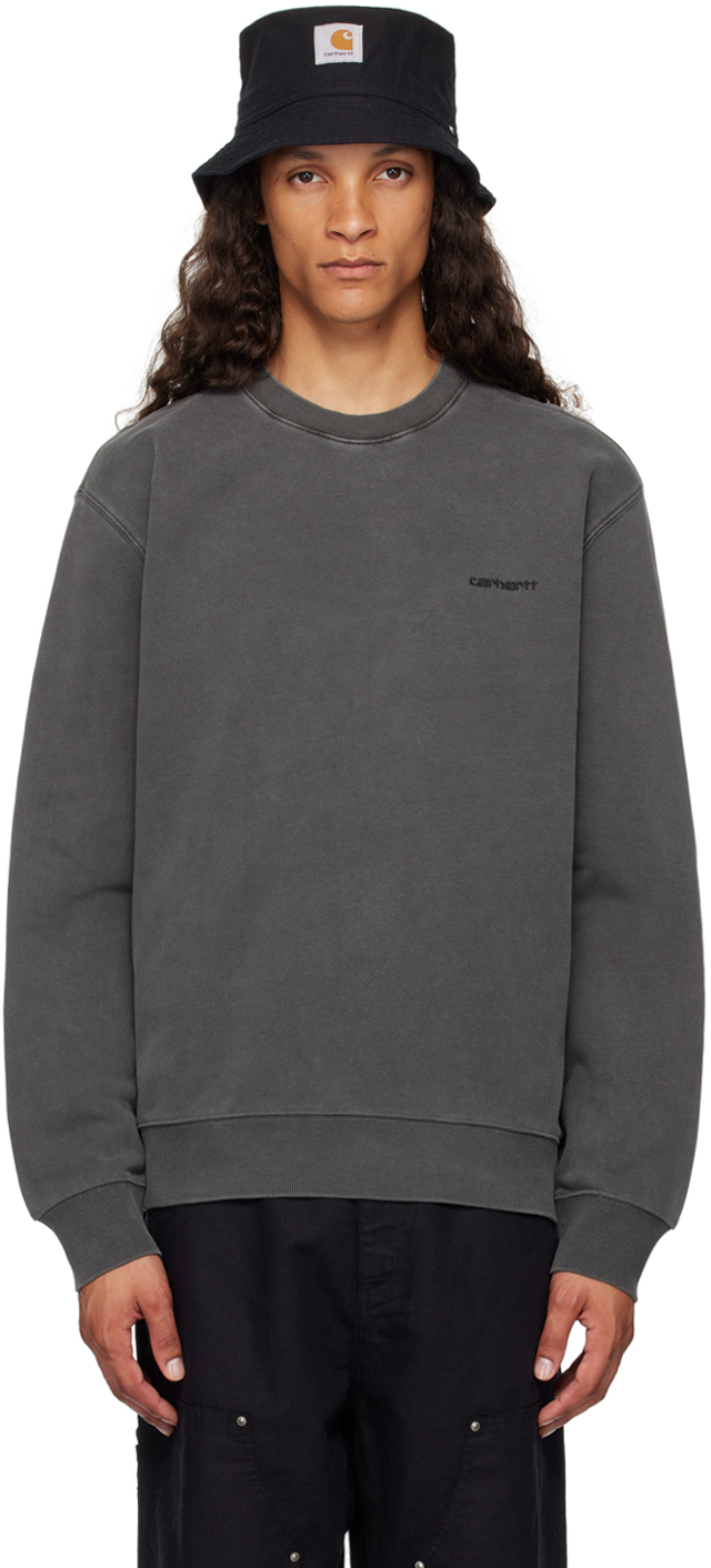 【Carhartt】 DUSTER SCRIPT SWEATSHIRT Carhartt WIP - Duster Script Garment Dyed Black - Sweater